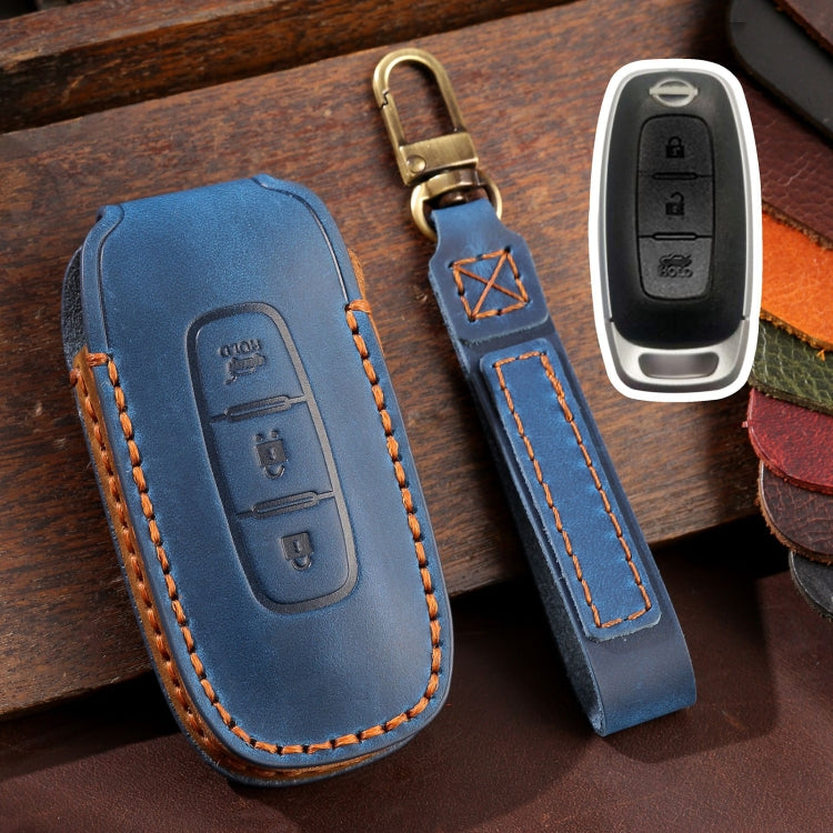 For Nissan Teana / Ariya 3-button Tail Box Hallmo Car Cowhide Leather Key Protective Cover Key Case