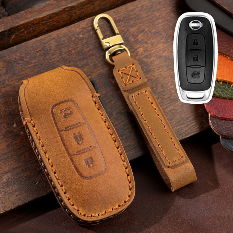 For Nissan Teana / Ariya 3-button Tail Box Hallmo Car Cowhide Leather Key Protective Cover Key Case