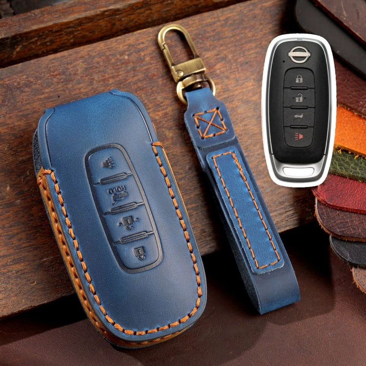 For Nissan Teana / Ariya 4-button Horn Hallmo Car Cowhide Leather Key Protective Cover Key Case