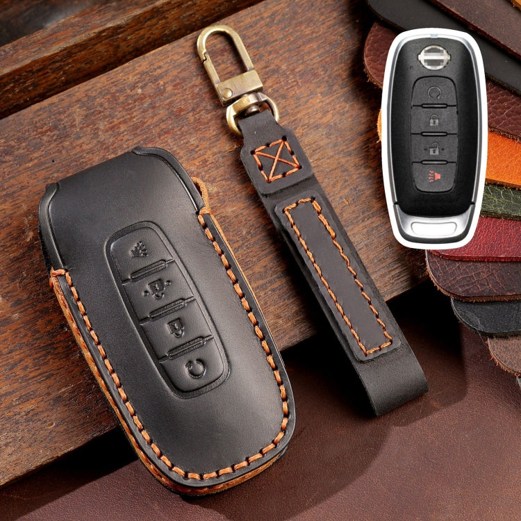 For Nissan Teana / Ariya 4-button Start Hallmo Car Cowhide Leather Key Protective Cover Key Case