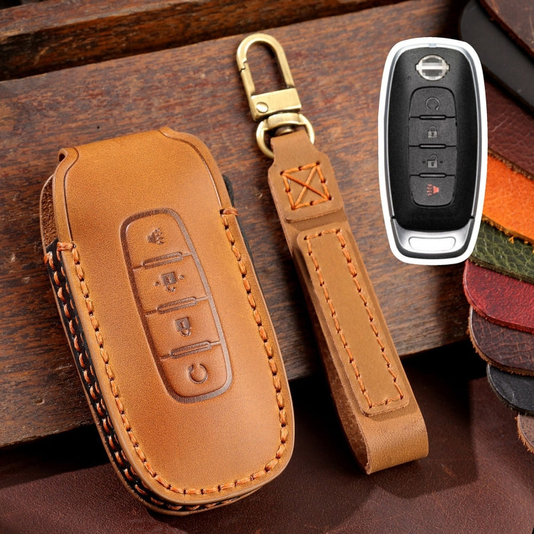 For Nissan Teana / Ariya 4-button Start Hallmo Car Cowhide Leather Key Protective Cover Key Case