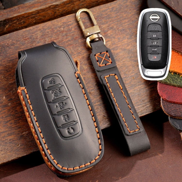 For Nissan Teana / Ariya 5-button Start Hallmo Car Cowhide Leather Key Protective Cover Key Case