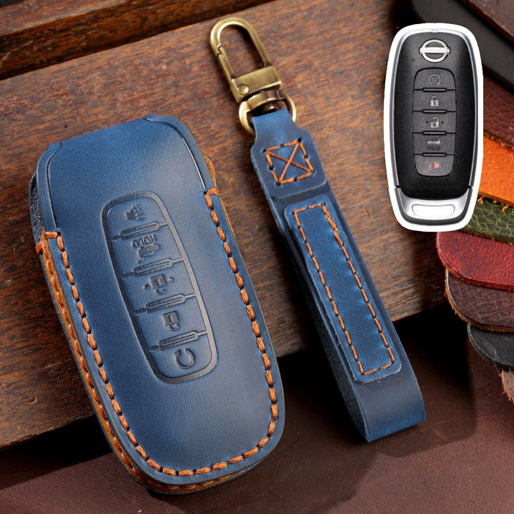 For Nissan Teana / Ariya 5-button Start Hallmo Car Cowhide Leather Key Protective Cover Key Case