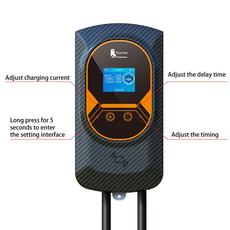 Feyree 11KW Home Wall Mounted New Energy Electric Vehicle Type 2 Fast Charging Pile with APP & RFID Card