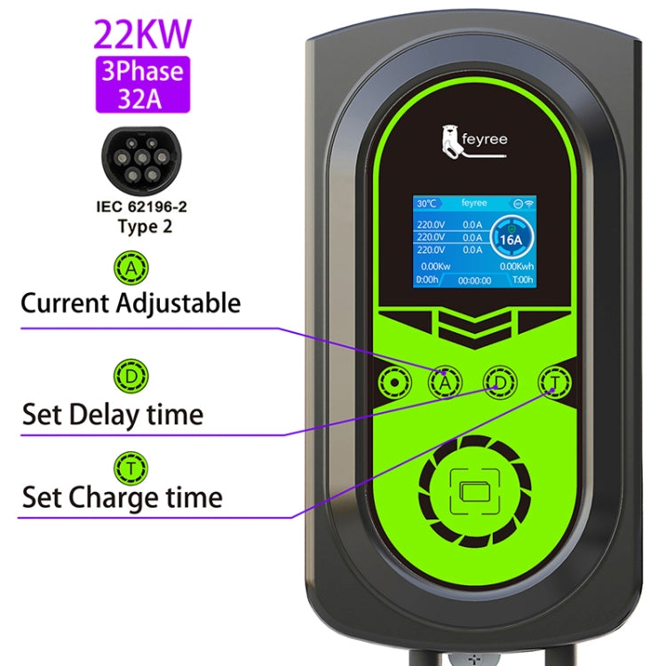 Feyree 22KW Home Wall Mounted EV Charger Car Type 2 Charging Pile