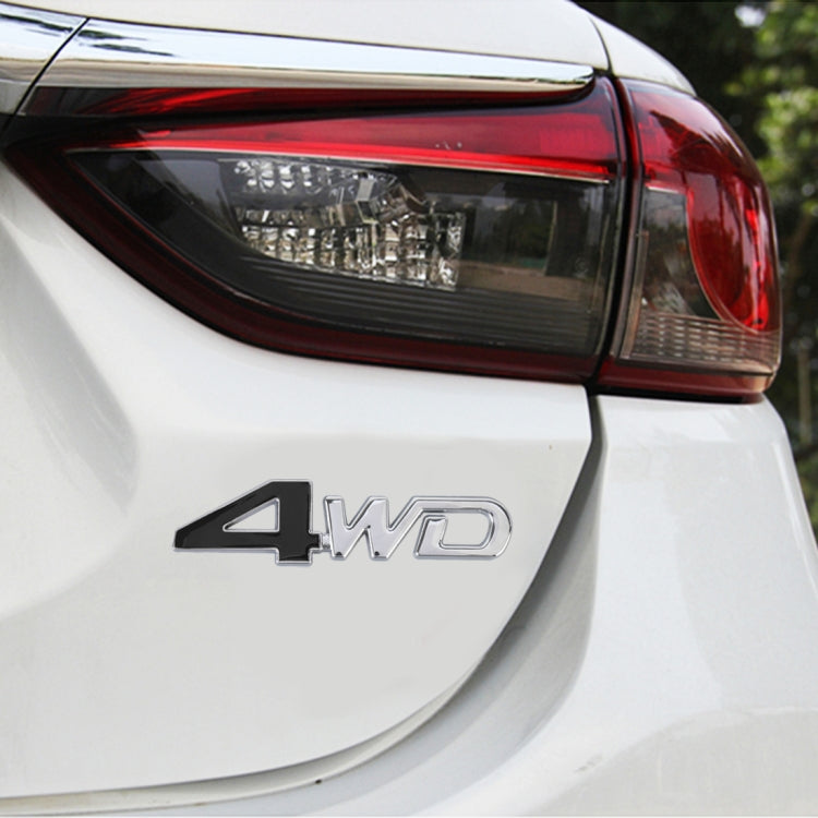Car 4WD Personalized Aluminum Alloy Decorative Stickers, Size: 13x3.5x0.3cm