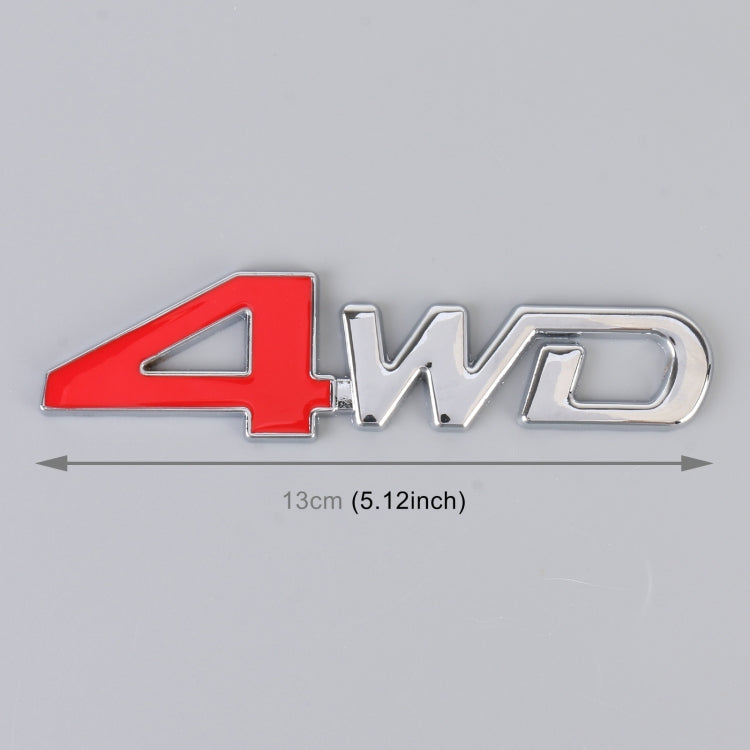 Car 4WD Personalized Aluminum Alloy Decorative Stickers, Size: 13x3.5x0.3cm