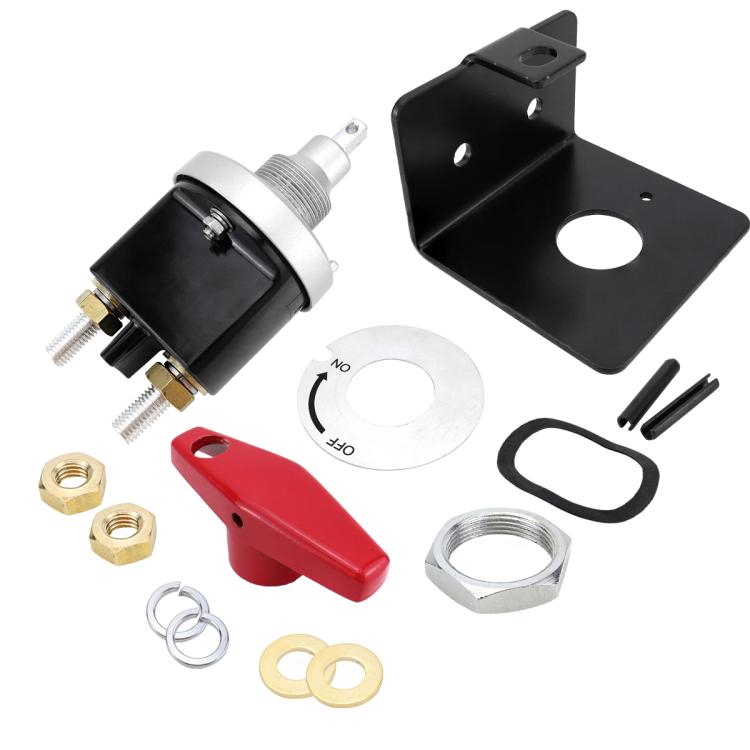 300A High Current Silver-plated Copper 12V-36V Battery Cut Off Switch with Red Handle Isolator & Lock-Out Plate