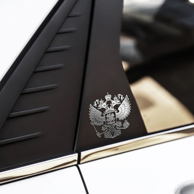 10pcs PITREW Coat of Arms of Russia Emblem Nickel Metal Car Stickers Decals  - Silver