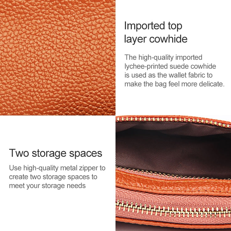 2001 Horizontal Square Litchi Texture Wallet Clutch Bag for Ladies, with Detachable Hand Strap & 6 Key Rings