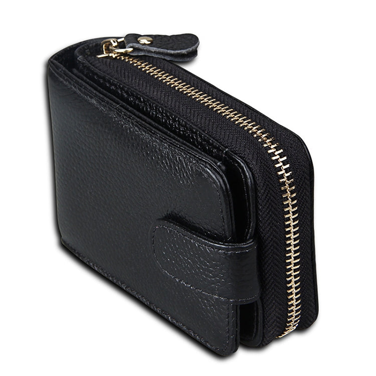 KB32 Buckle Litchi Texture Cowhide Leather Organ Shape Multiple Card Slots Wallet for Men / Women