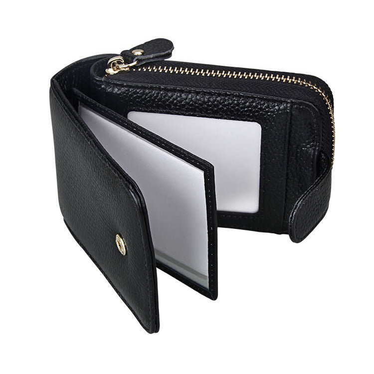 KB32 Buckle Litchi Texture Cowhide Leather Organ Shape Multiple Card Slots Wallet for Men / Women