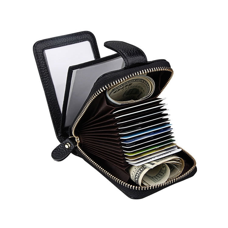 KB32 Buckle Litchi Texture Cowhide Leather Organ Shape Multiple Card Slots Wallet for Men / Women