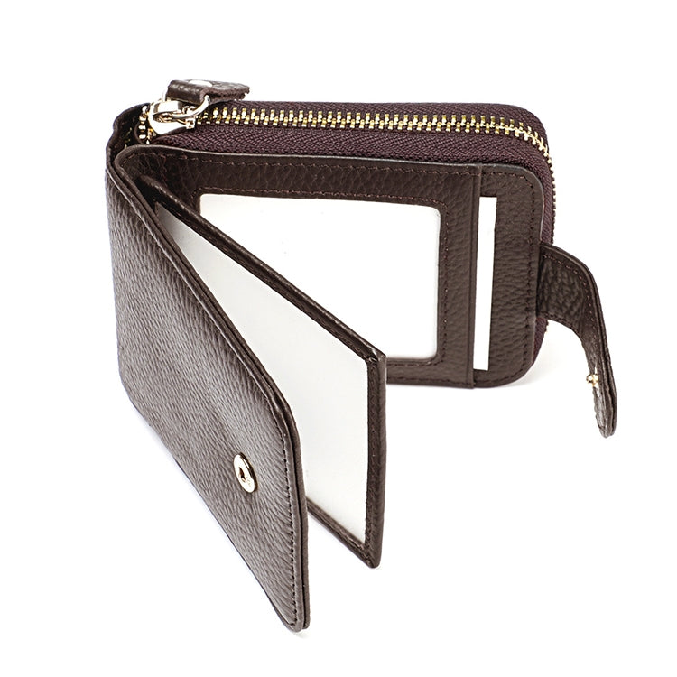 KB32 Buckle Litchi Texture Cowhide Leather Organ Shape Multiple Card Slots Wallet for Men / Women