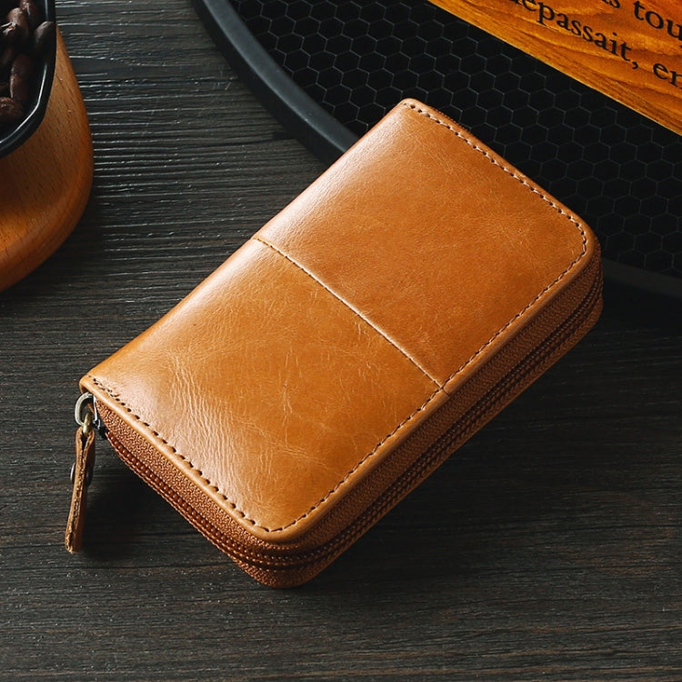 TP-8290 RFID Oil Wax Leather Zipper Change Purse Organ Card Holder