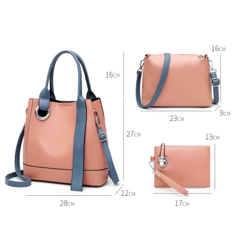 3 In 1 Fashion Solid Color Bucket Type Handbag Shoulder Bag