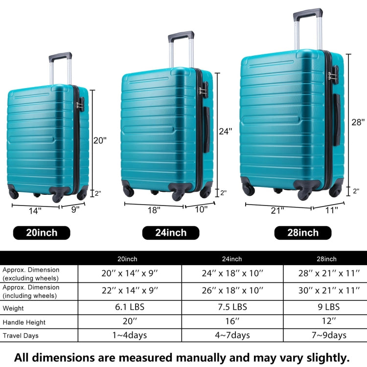 [US Warehouse] 3 in 1 Lightweight Hardshell Luggage Sets Spinner Suitcase with TSA Lock