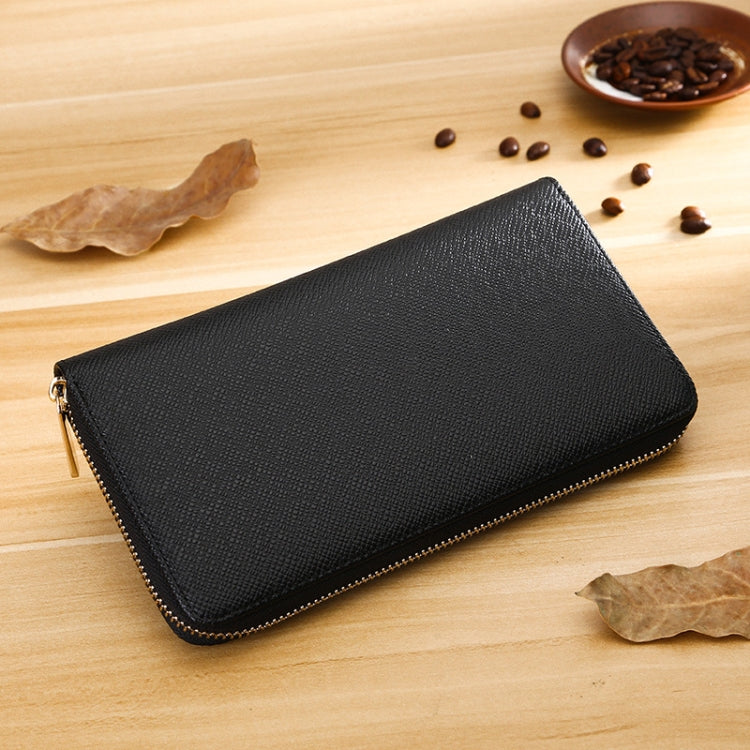 Organ Card Multiple-Card Holder Long Men Wallet Cross Texture Leather Clutch Bag