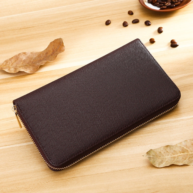 Organ Card Multiple-Card Holder Long Men Wallet Cross Texture Leather Clutch Bag