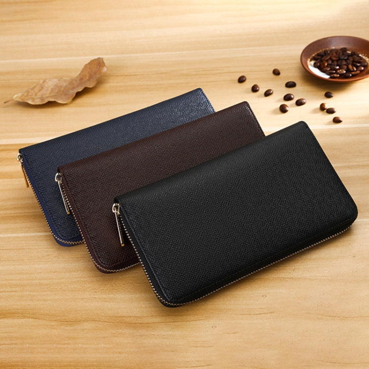 Organ Card Multiple-Card Holder Long Men Wallet Cross Texture Leather Clutch Bag