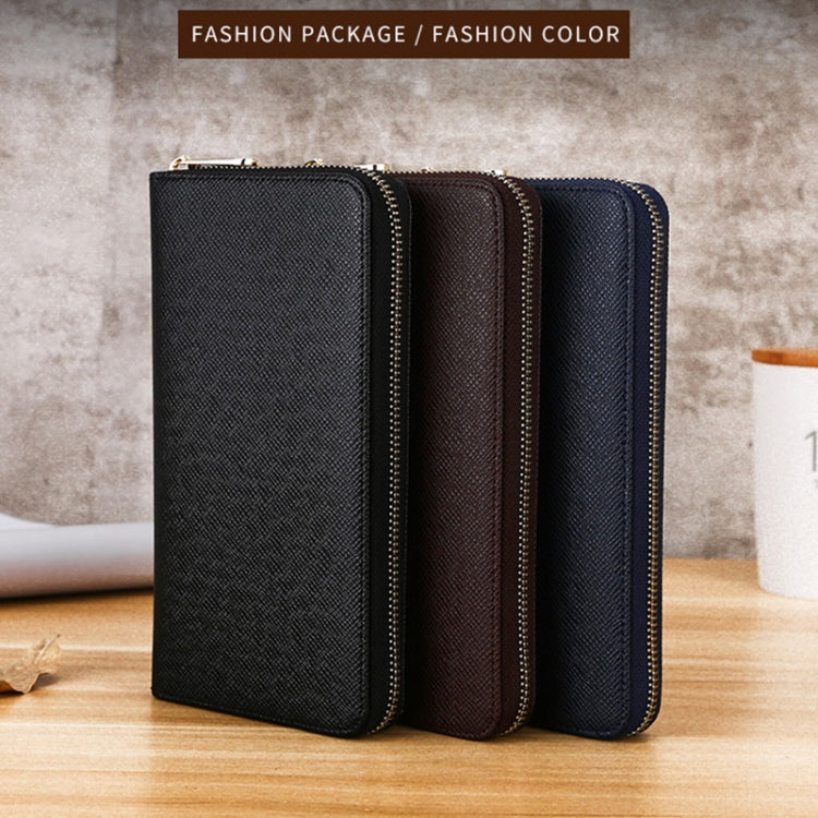 Organ Card Multiple-Card Holder Long Men Wallet Cross Texture Leather Clutch Bag