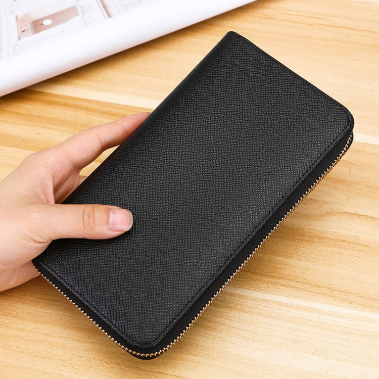 Organ Card Multiple-Card Holder Long Men Wallet Cross Texture Leather Clutch Bag