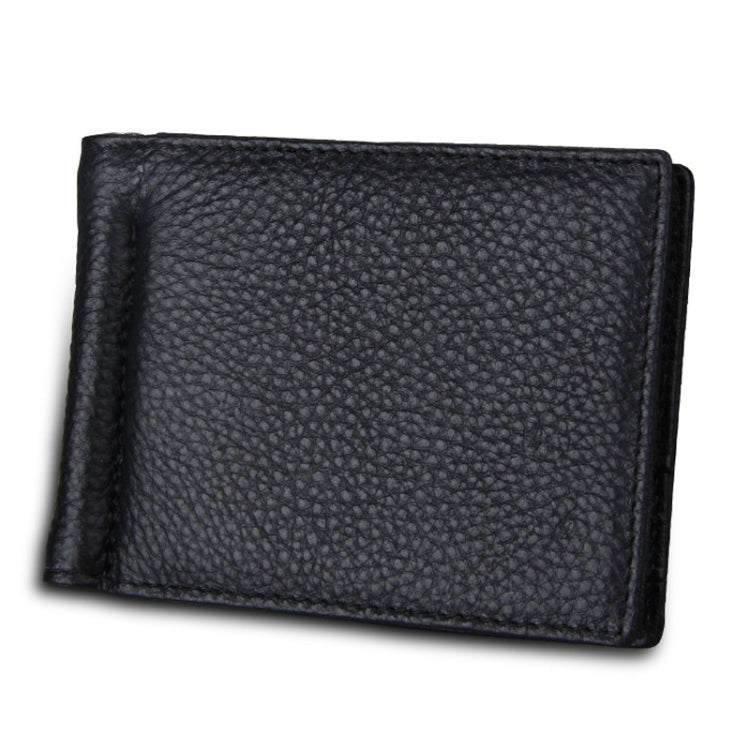 Cowhide Leather Litchi Texture Card Holder Wallet RFID Blocking Coin Purse Card Bag Protect Case with 6 Card Slots, Size: 110*82*8mm