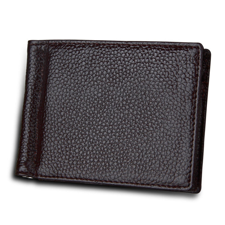 Cowhide Leather Litchi Texture Card Holder Wallet RFID Blocking Coin Purse Card Bag Protect Case with 6 Card Slots, Size: 110*82*8mm