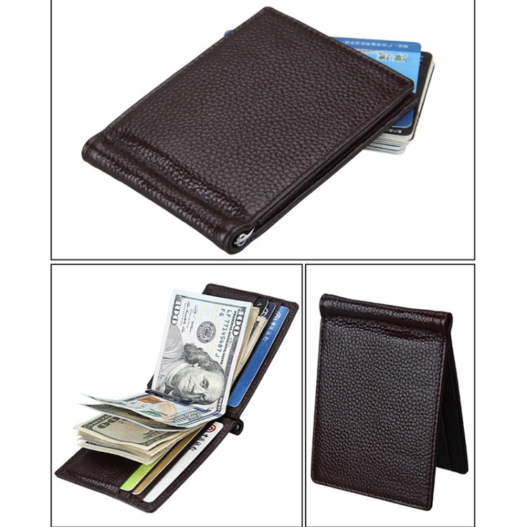 Cowhide Leather Litchi Texture Card Holder Wallet RFID Blocking Coin Purse Card Bag Protect Case with 6 Card Slots, Size: 110*82*8mm