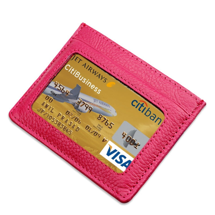 Cowhide Leather Litchi Texture Open Type Solid Color Card Holder RFID Blocking Card Bag Protective Case