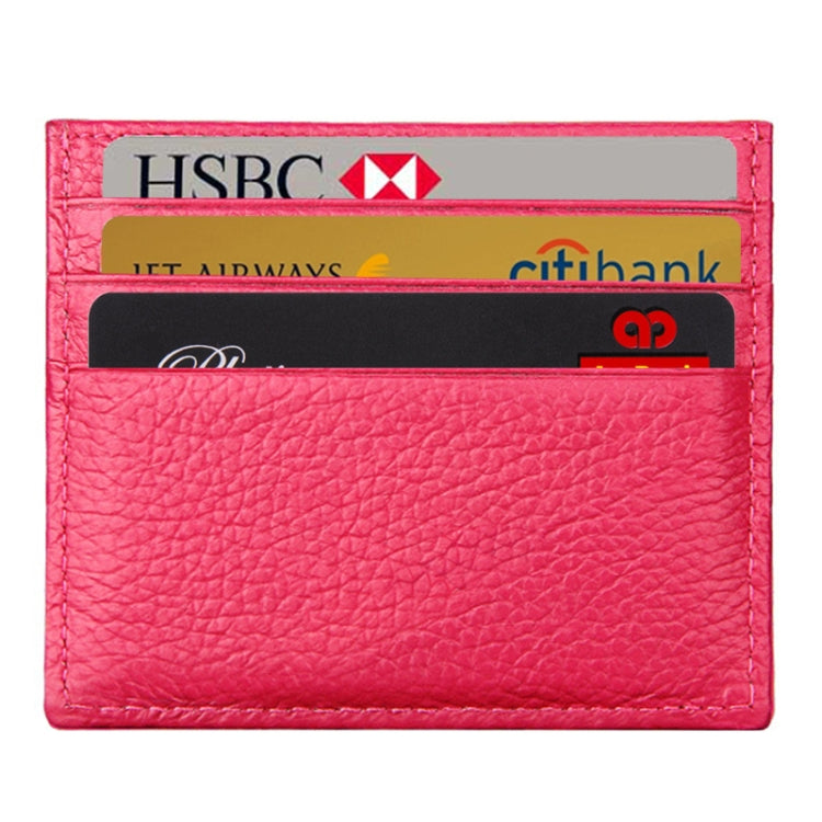 Cowhide Leather Litchi Texture Open Type Solid Color Card Holder RFID Blocking Card Bag Protective Case