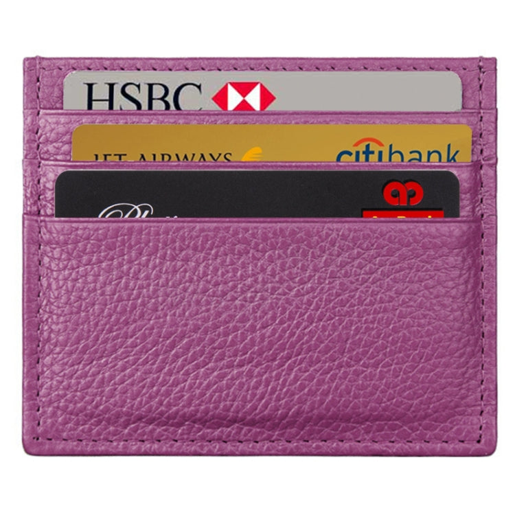 Cowhide Leather Litchi Texture Open Type Solid Color Card Holder RFID Blocking Card Bag Protective Case