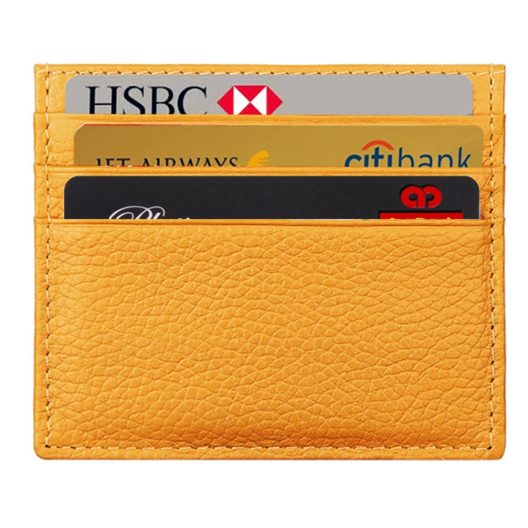 Cowhide Leather Litchi Texture Open Type Solid Color Card Holder RFID Blocking Card Bag Protective Case