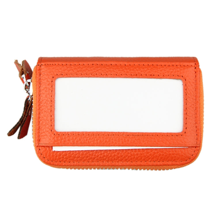 Genuine Cowhide Leather Dual Layer Solid Color Zipper Card Holder Wallet RFID Blocking Coin Purse Card Bag Protective Case with 11 Card Slots & Coin Position, Size: 11*7.5*4.5cm