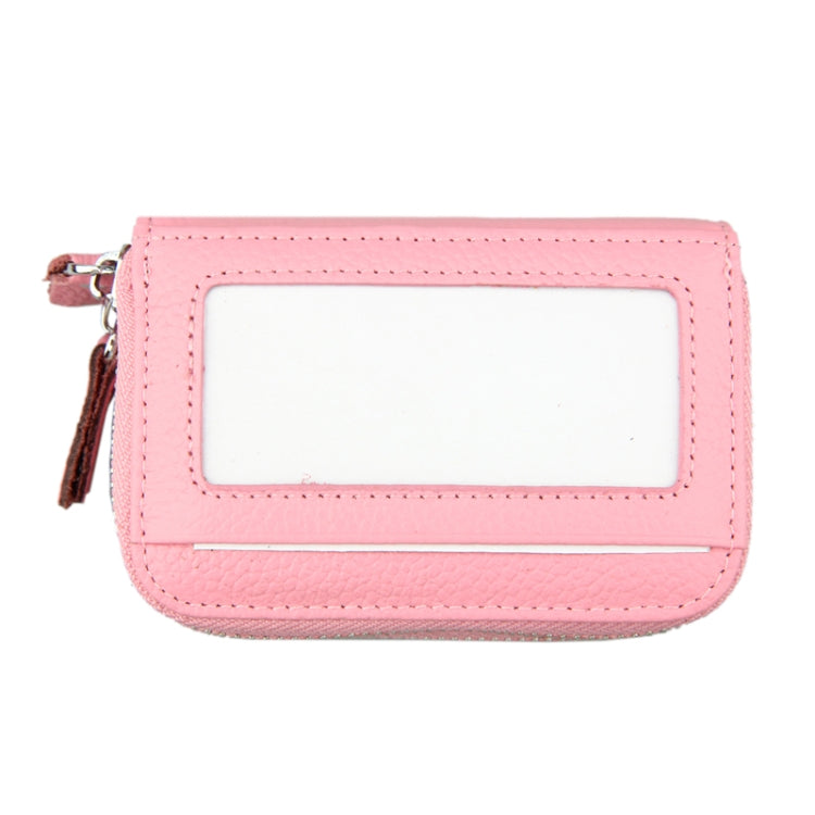Genuine Cowhide Leather Dual Layer Solid Color Zipper Card Holder Wallet RFID Blocking Coin Purse Card Bag Protective Case with 11 Card Slots & Coin Position, Size: 11*7.5*4.5cm