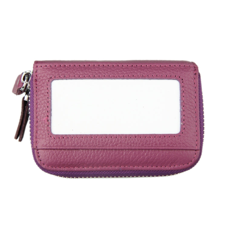 Genuine Cowhide Leather Dual Layer Solid Color Zipper Card Holder Wallet RFID Blocking Coin Purse Card Bag Protective Case with 11 Card Slots & Coin Position, Size: 11*7.5*4.5cm