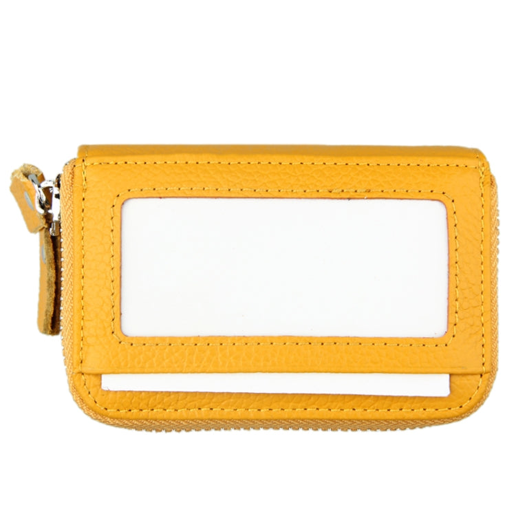 Genuine Cowhide Leather Dual Layer Solid Color Zipper Card Holder Wallet RFID Blocking Coin Purse Card Bag Protective Case with 11 Card Slots & Coin Position, Size: 11*7.5*4.5cm