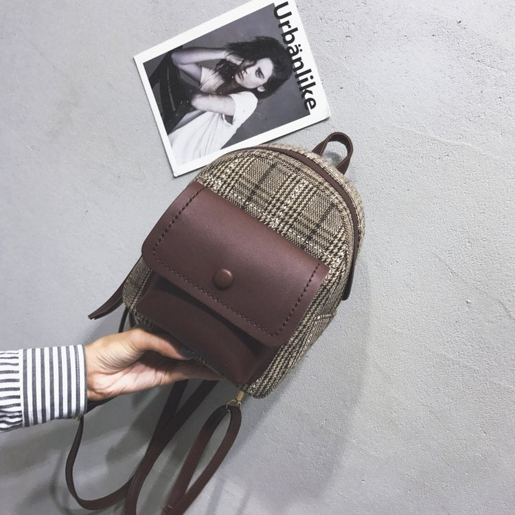 Leisure Fashion Woolen Cloth Double Shoulders Bag