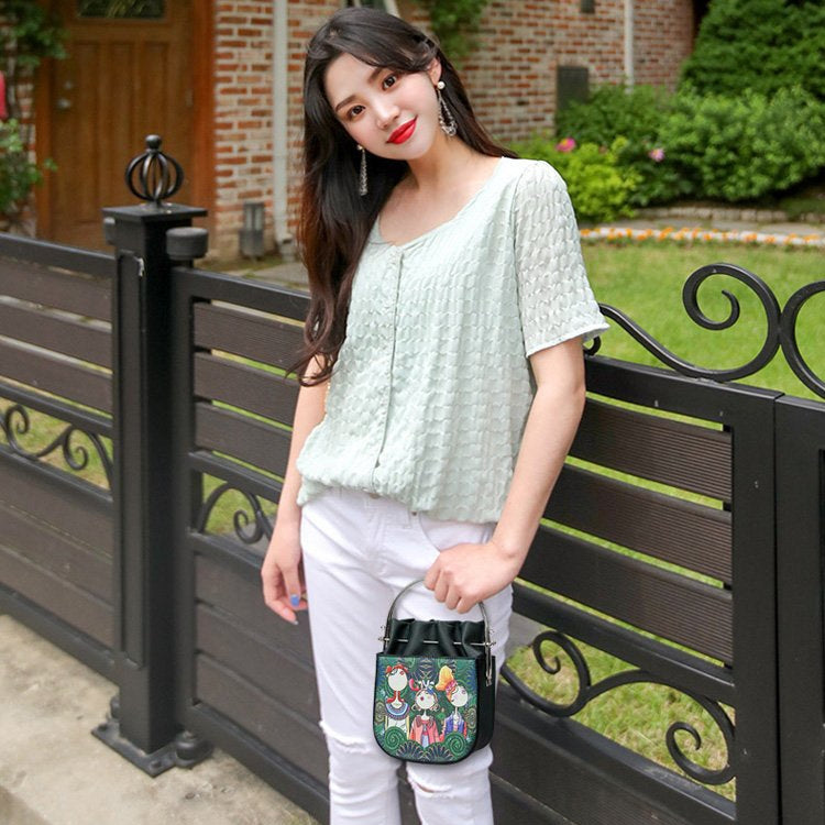 Sen Series Leisure Fashion PU Leather Slant Shoulder Bag Handbag (Green)