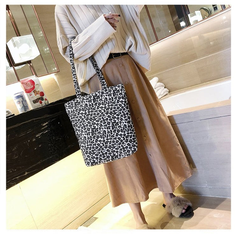 Leisure Fashion Leopard Print Canvas Shoulder Bag Handbag