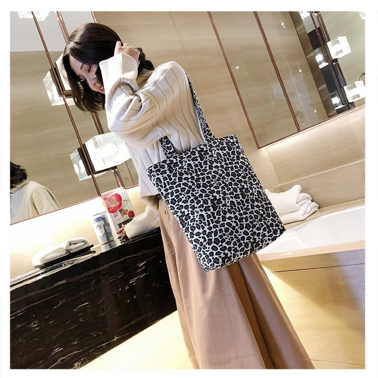 Leisure Fashion Leopard Print Canvas Shoulder Bag Handbag