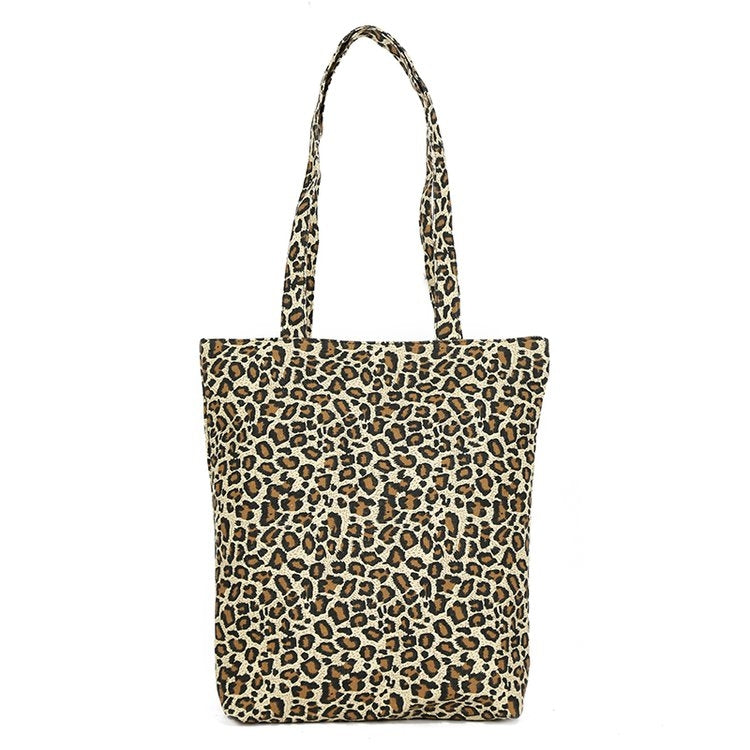Leisure Fashion Leopard Print Canvas Shoulder Bag Handbag
