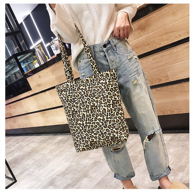 Leisure Fashion Leopard Print Canvas Shoulder Bag Handbag