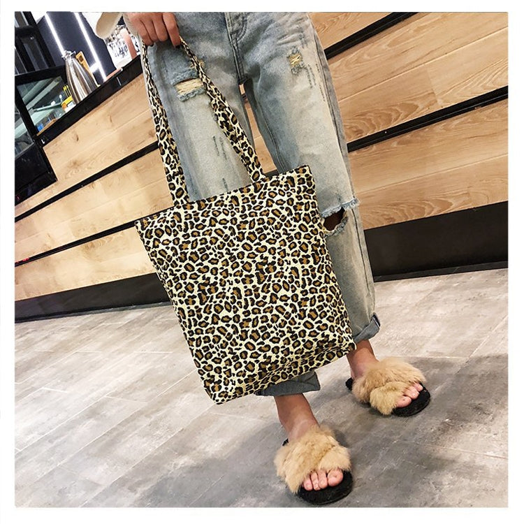 Leisure Fashion Leopard Print Canvas Shoulder Bag Handbag