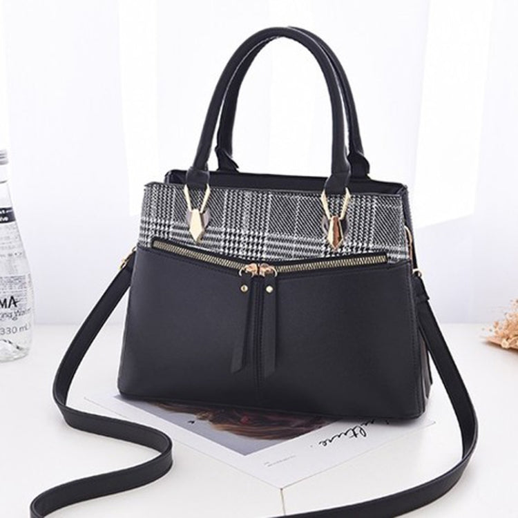 Stitching Plaid Leisure Fashion PU Slant Shoulder Bag Handbag
