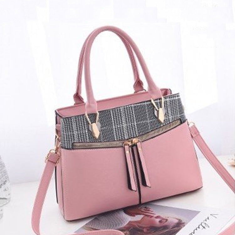 Stitching Plaid Leisure Fashion PU Slant Shoulder Bag Handbag