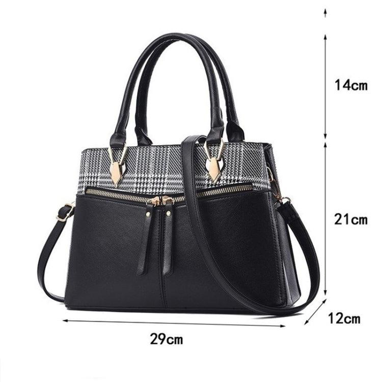 Stitching Plaid Leisure Fashion PU Slant Shoulder Bag Handbag