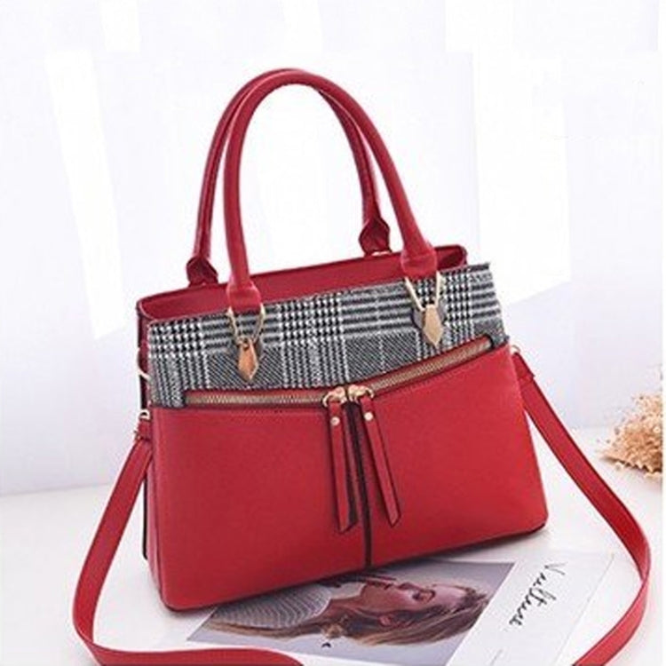 Stitching Plaid Leisure Fashion PU Slant Shoulder Bag Handbag