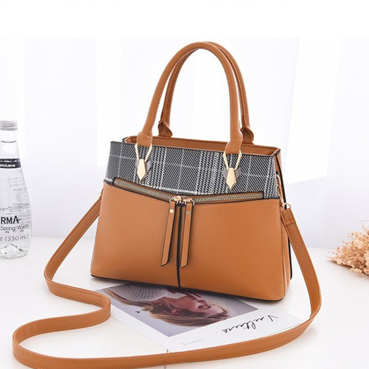 Stitching Plaid Leisure Fashion PU Slant Shoulder Bag Handbag