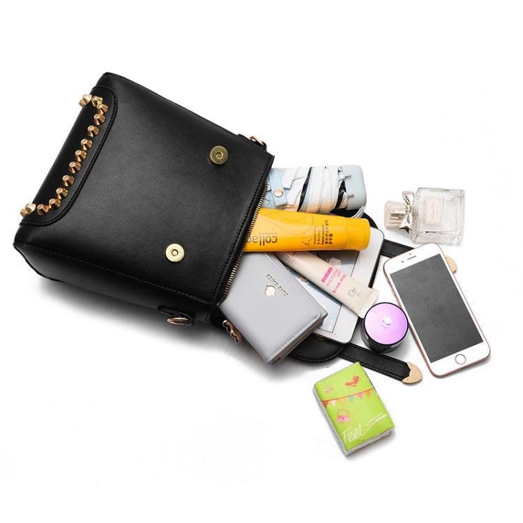 Rivet Pattern Leisure Fashion PU Double Shoulder Bag Handbag